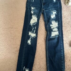 Distressed Blue Jeans